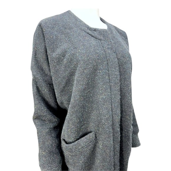 Gray Colored Tweed Wool PAS DE CALAIS Oversized Coat Sz Sm (Missing Fur Collar) - Picture 4 of 15